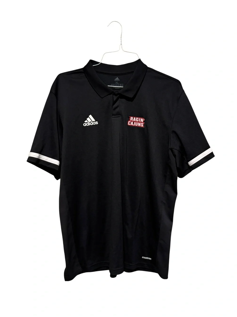 adidas Black Polo Shirt with Ragin' Cajuns Logo